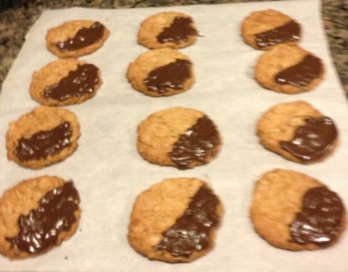 Chocolate-Dipped Toffee Oatmeal Cookies