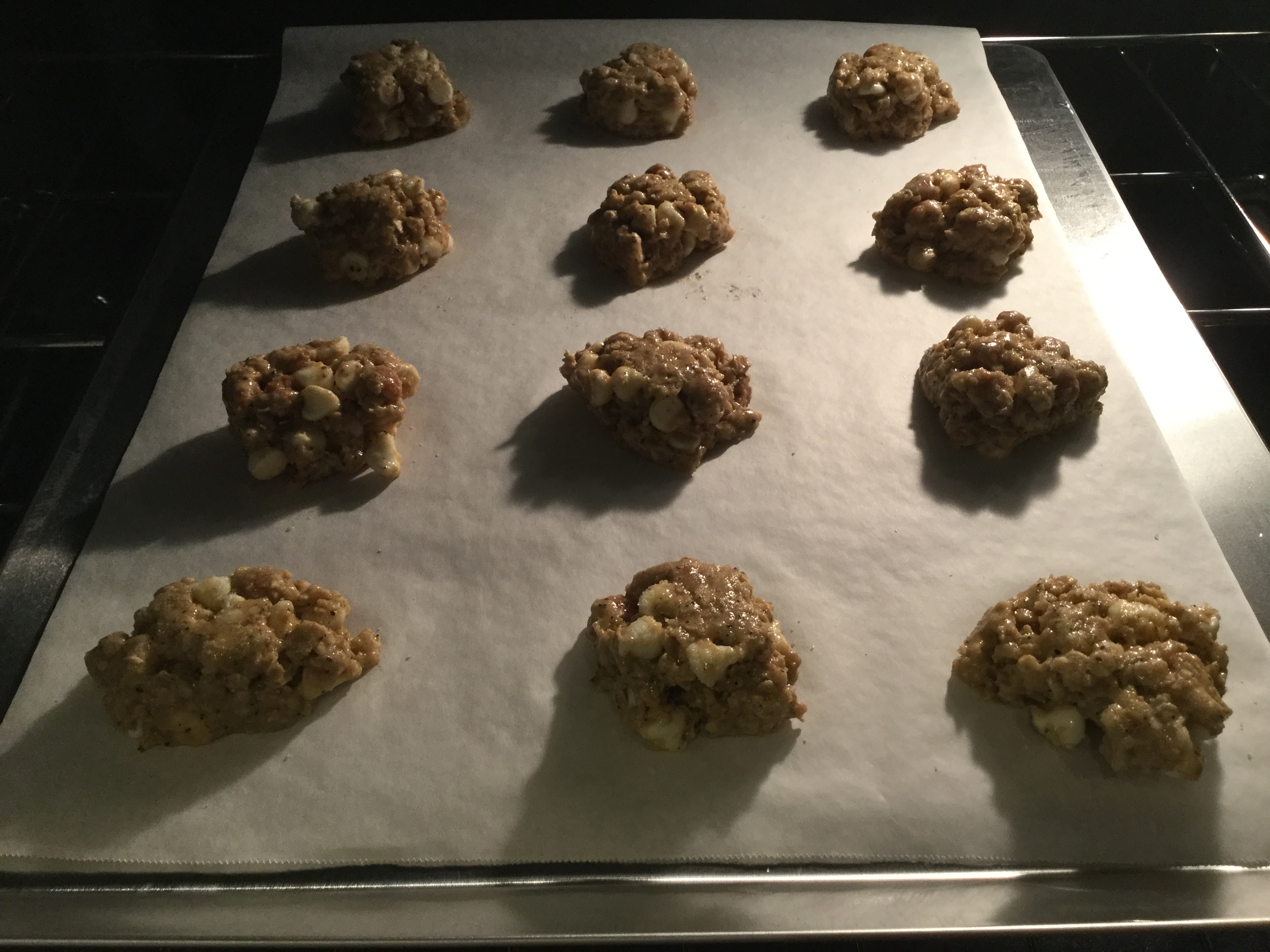 Slightly flattened and ready for the oven
